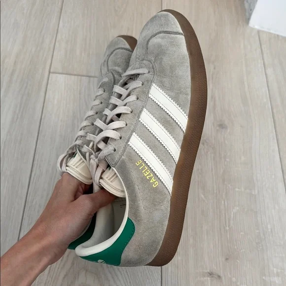 Adidas Men's Gray and Green Sneakers - Picture 3 of 7